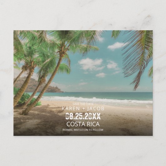 Destination Wedding Tropical Beach Save the Date Aankondigingskaart (Voorkant)