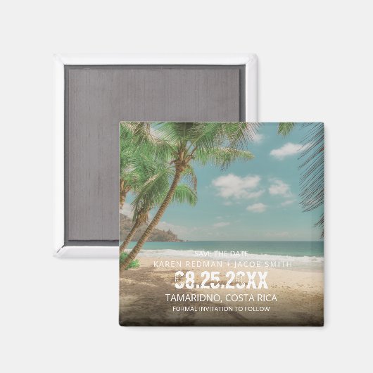 Destination Wedding Tropical Beach Save the Date Magneet (Voorkant / Achterkant)