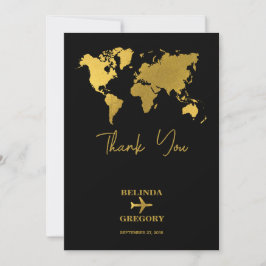 Destination Wedding World Passport Black Gold Bedankkaart
