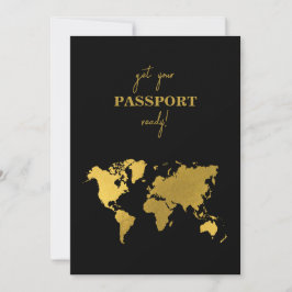 Destination Wedding World Passport Black Gold Kaart