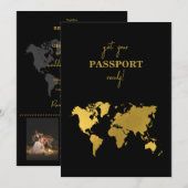 Destination Wedding World Passport Black Gold Kaart (Voorkant / Achterkant)