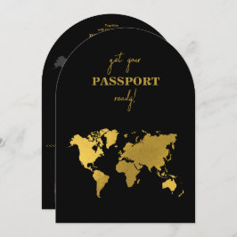Destination Wedding World Passport Black Gold Kaart
