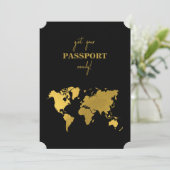 Destination Wedding World Passport Black Gold Kaart (Staand voorkant)