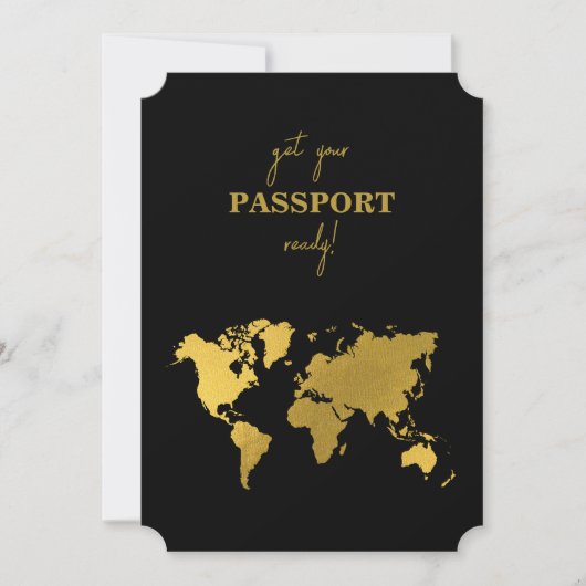 Destination Wedding World Passport Black Gold Kaart (Voorkant)
