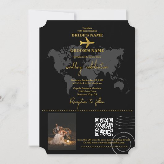 Destination Wedding World Passport Black Gold Kaart (Achterkant)