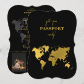 Destination Wedding World Passport Black Gold Kaart (Voorkant / Achterkant)