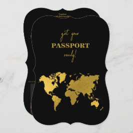 Destination Wedding World Passport Black Gold Kaart