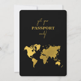 Destination Wedding World Passport Black Gold Kaart