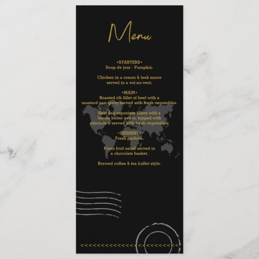 Destination Wedding World Passport Black Gold Menu (Voorkant)