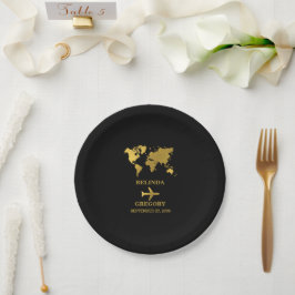Destination Wedding World Passport Black Gold Papieren Bordje