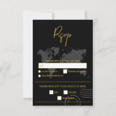 Destination Wedding World Passport Black Gold RSVP Kaartje (Achterkant)