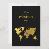 Destination Wedding World Passport Black Gold Save The Date (Voorkant)