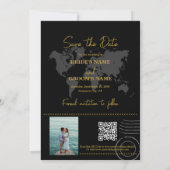 Destination Wedding World Passport Black Gold Save The Date (Achterkant)