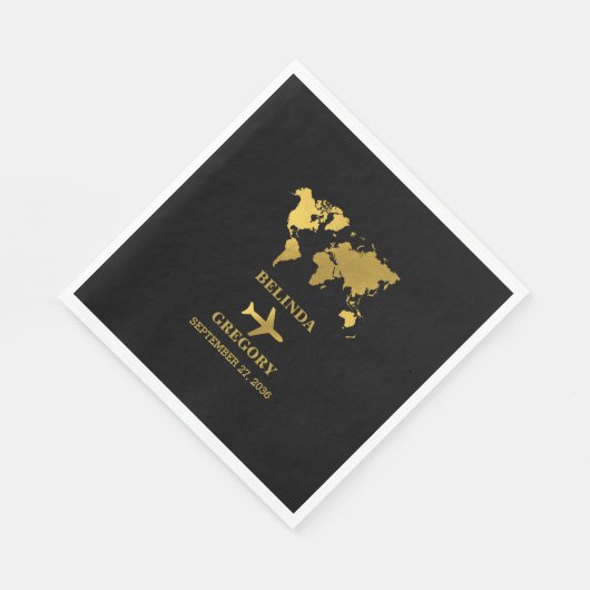 Destination Wedding World Passport Black Gold Servet (Hoek)