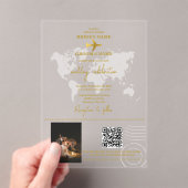 Destination Wedding World Passport Gold Clear Acryl Uitnodigingen (Insitu (Draagbaar))