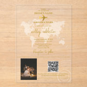 Destination Wedding World Passport Gold Clear Acryl Uitnodigingen (Voorkant)