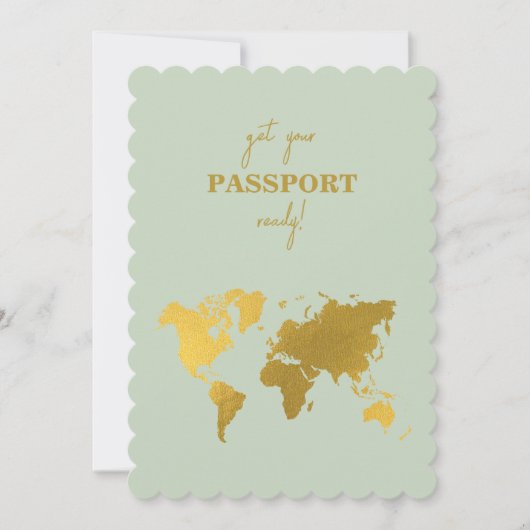 Destination Wedding World Passport Sage Green Gold Kaart (Voorkant)