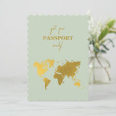 Destination Wedding World Passport Sage Green Gold Kaart (Staand voorkant)