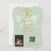 Destination Wedding World Passport Sage Green Gold Kaart (Achterkant)