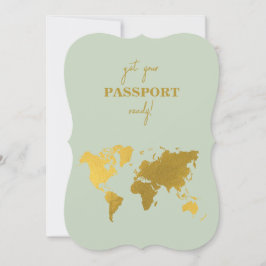 Destination Wedding World Passport Sage Green Gold Kaart