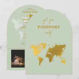 Destination Wedding World Passport Sage Green Gold Kaart