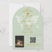 Destination Wedding World Passport Sage Green Gold Kaart (Achterkant)