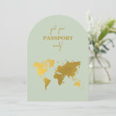 Destination Wedding World Passport Sage Green Gold Kaart (Staand voorkant)