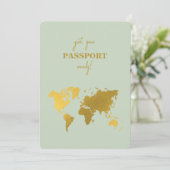 Destination Wedding World Passport Sage Green Gold Kaart (Staand voorkant)