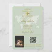 Destination Wedding World Passport Sage Green Gold Kaart (Achterkant)