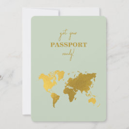 Destination Wedding World Passport Sage Green Gold Kaart