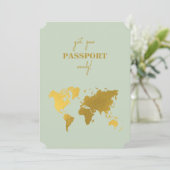 Destination Wedding World Passport Sage Green Gold Kaart (Staand voorkant)
