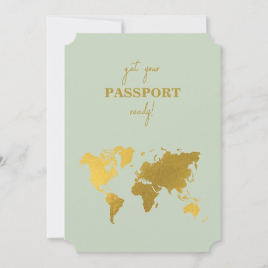 Destination Wedding World Passport Sage Green Gold Kaart (Voorkant)