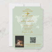 Destination Wedding World Passport Sage Green Gold Kaart (Achterkant)