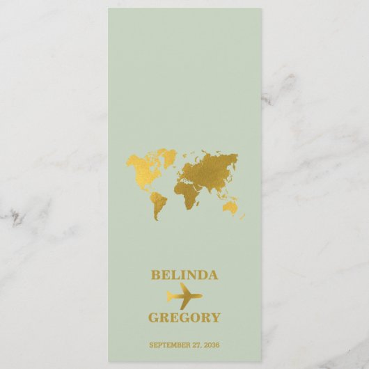 Destination Wedding World Passport Sage Green Gold Menu (Achterkant)