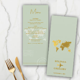 Destination Wedding World Passport Sage Green Gold Menu