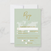 Destination Wedding World Passport Sage Green Gold RSVP Kaartje (Achterkant)
