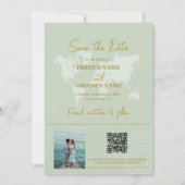 Destination Wedding World Passport Sage Green Gold Save The Date (Achterkant)