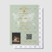 Destination Wedding World Passport Sage Green Gold Vellum Uitnodigingen (Offset (Uitnodiging))