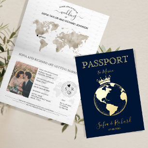 'Destination Wedding World Wereldbol Passport Mode Folie Wenskaart