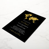 Destination Wedding | Zwarte Elegant Wereldkaart G Folie Uitnodiging (Gedraaid)
