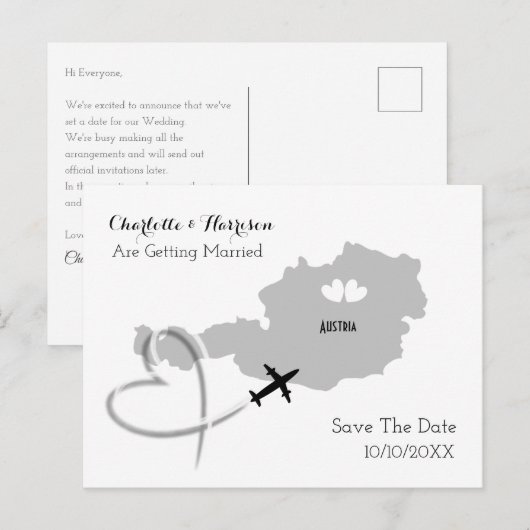Destination Weddings Austria Save the Date Aankondigingskaart (Voorkant / Achterkant)