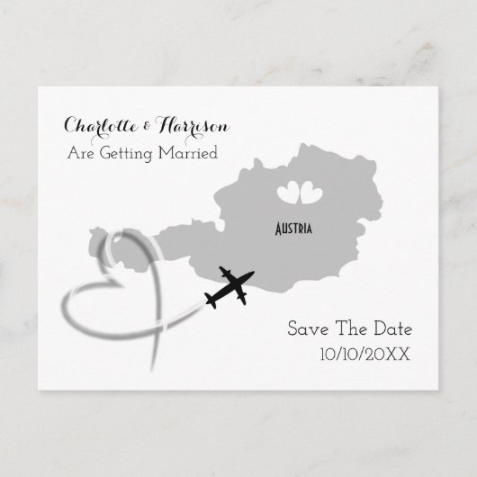 Destination Weddings Austria Save the Date Aankondigingskaart (Voorkant)