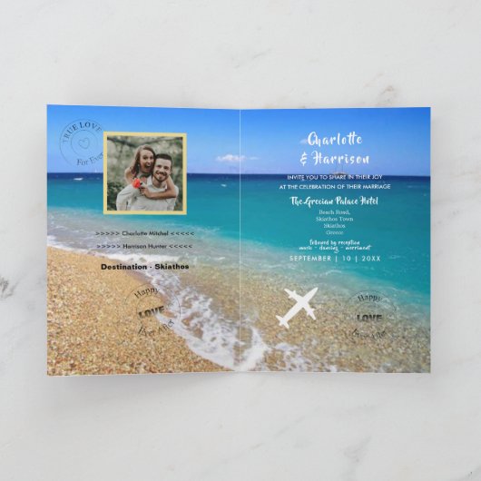 Destination Weddings Awide Photo Passport Invite (Binnen)