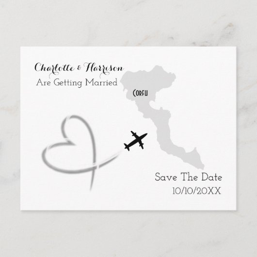 Destination Weddings Corfu Greece Save the Date Aankondigingskaart (Voorkant)