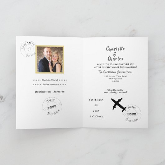 Destination Weddings Jamaica Photo Passport Uitnod (Binnen)