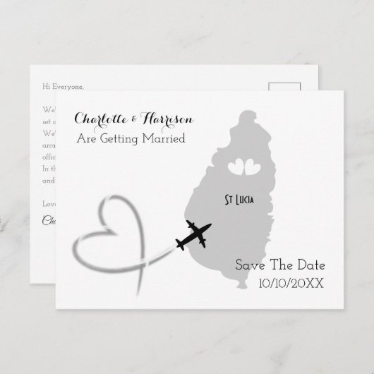 Destination Weddings St Lucia Bewaar de datum Aankondigingskaart (Voorkant / Achterkant)