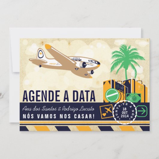 Destino de Viagem Casamento Réservez la Date Save The Date (Voorkant)