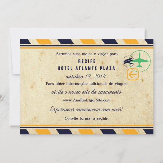 Destino de Viagem Casamento Réservez la Date Save The Date (Achterkant)