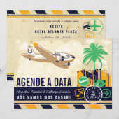 Destino de Viagem Casamento Réservez la Date Save The Date (Voorkant / Achterkant)