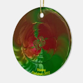 DESTINY ~ Glossy Red en Green Kerstmis 2023 Keramisch Ornament (Links)